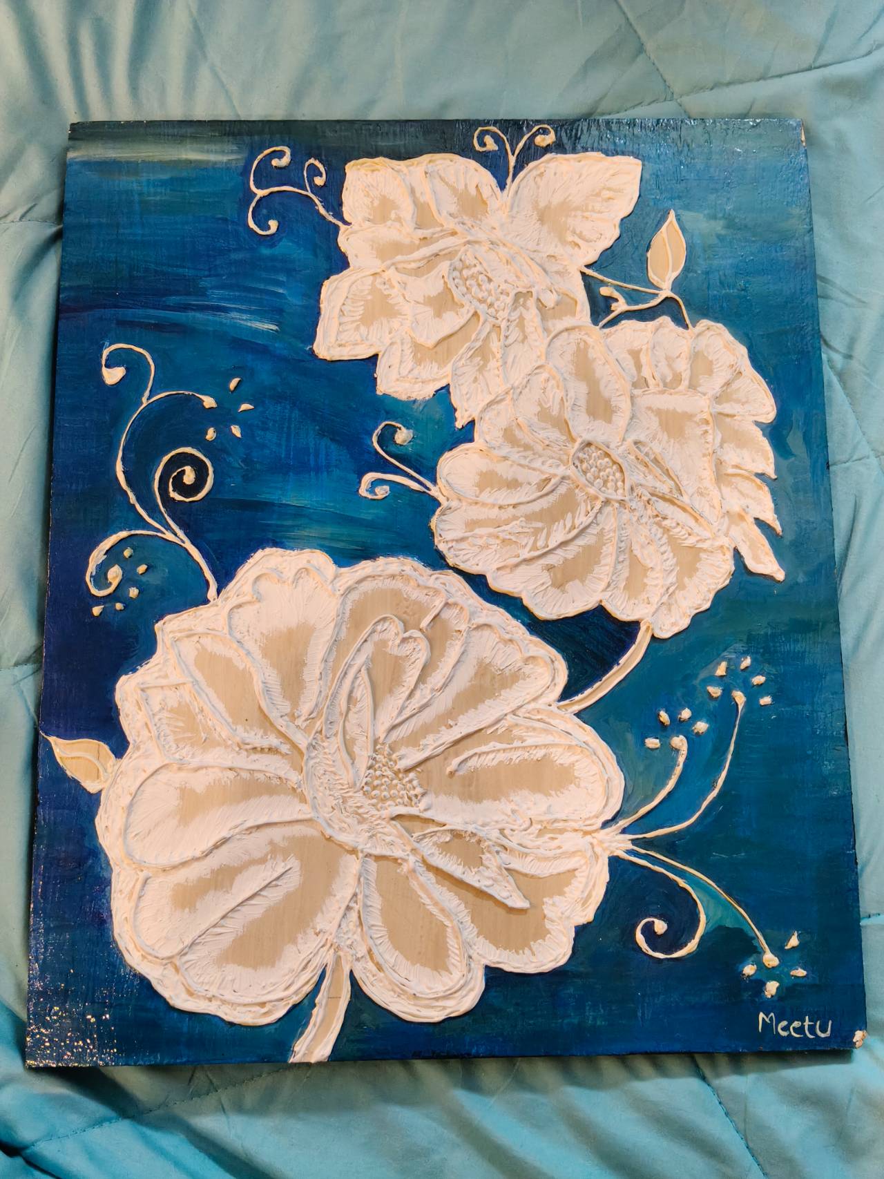 Handmade Textured Floral Painting
