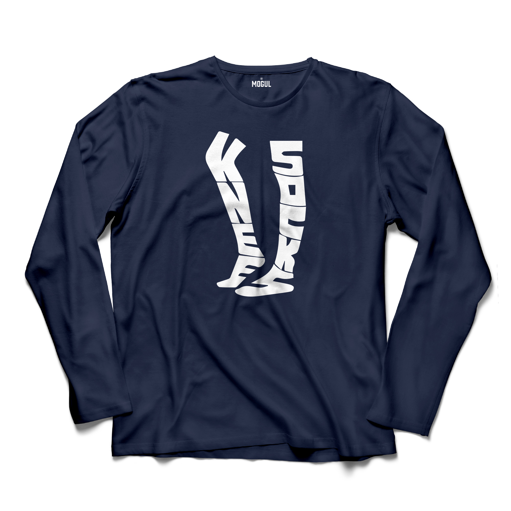 Mogul Arctic Monkeys Knee Socks Unisex Cotton Crewneck Full Sleeves Tee Navy Blue
